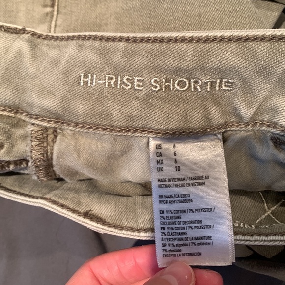 Womens AEO Super Super Stretch Hi-Rise Shortie in Olive Green. - Picture 5 of 5